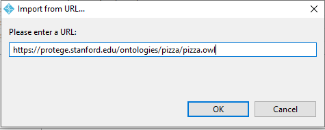 Import the Pizza ontology from url